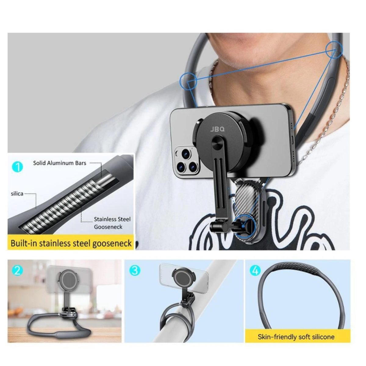 JBQ FlexBand Neck Mount Magnetic Phone Holder